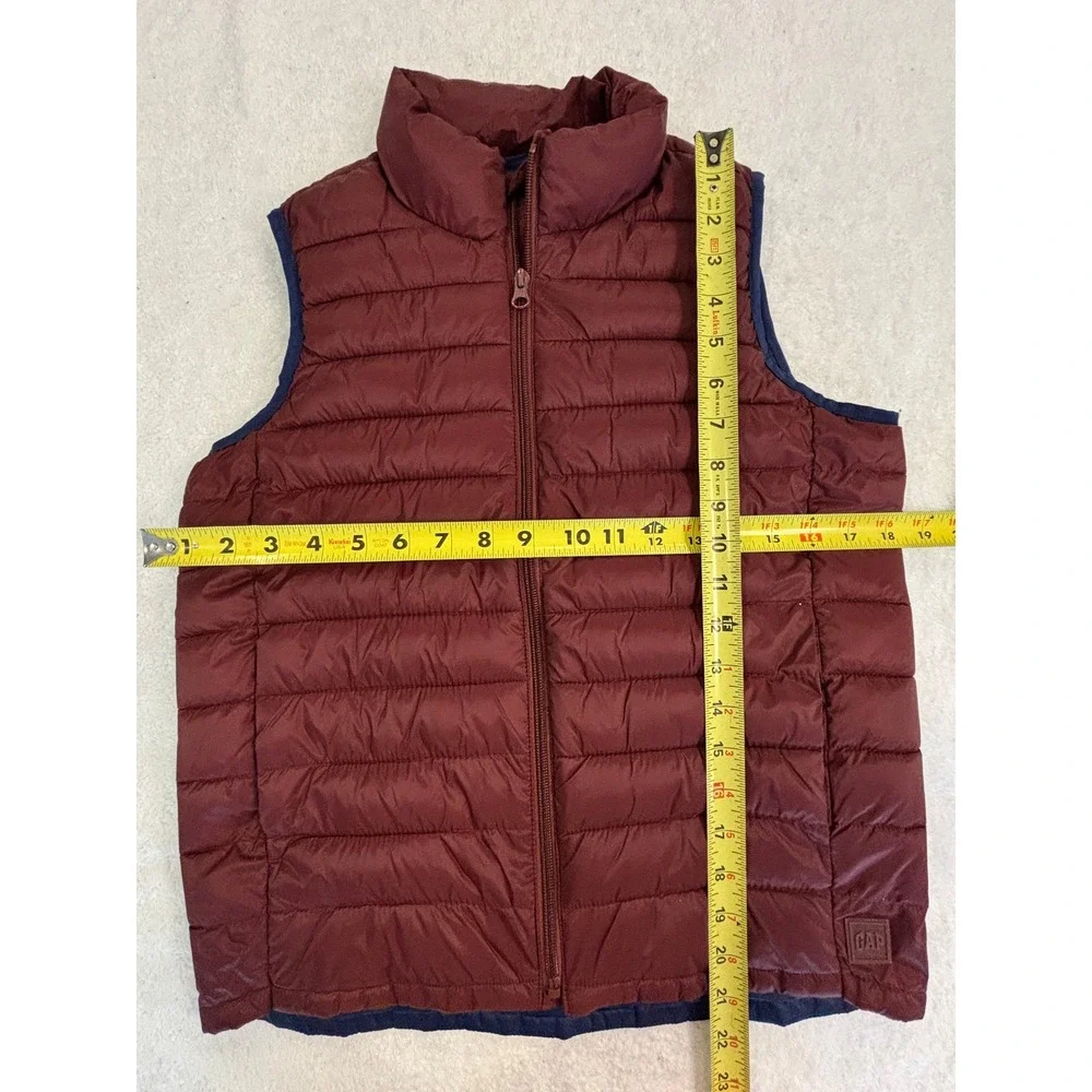 Gap Kids Boys L Lightweight Puffer Vest Burgundy Maroon Water Resistant Full Zip